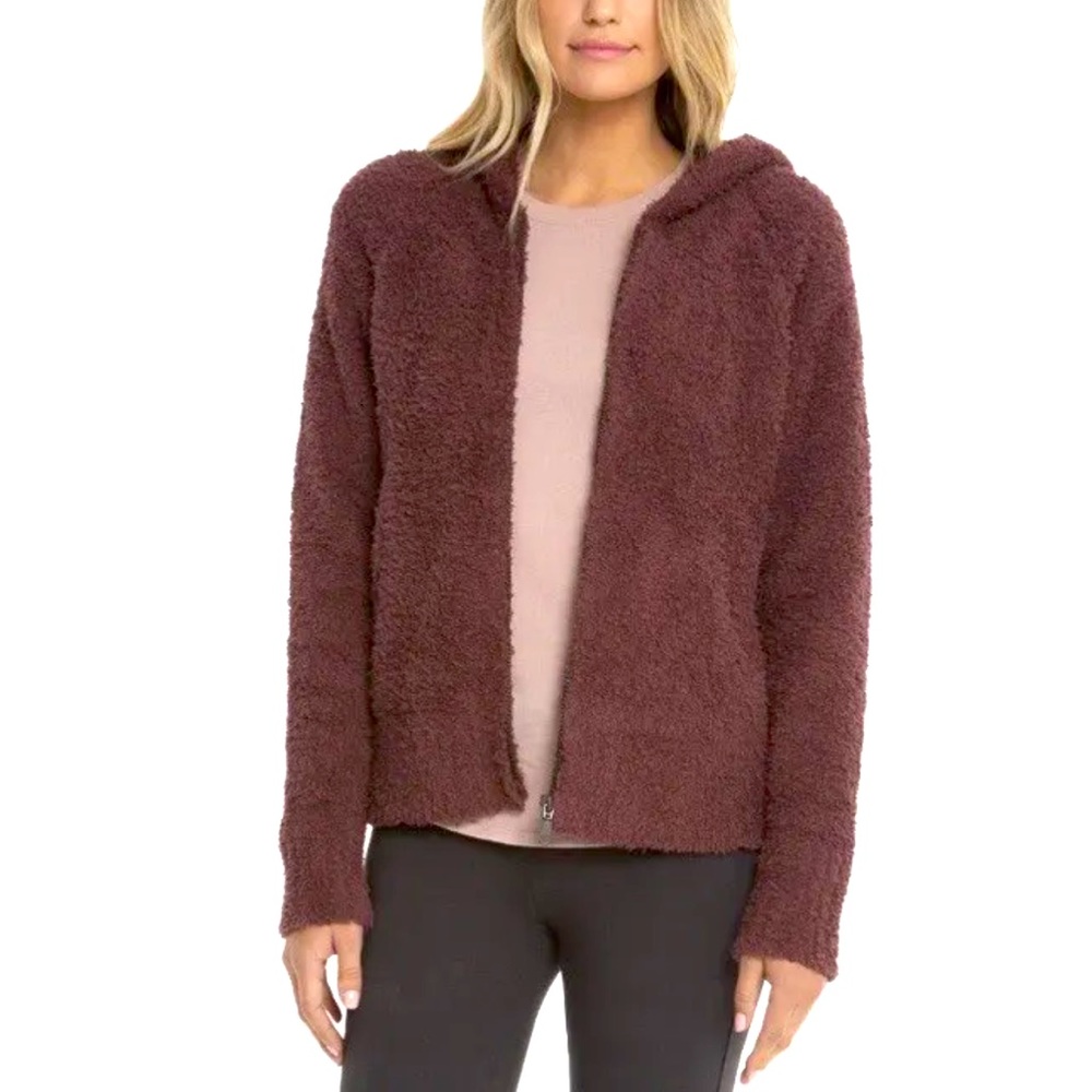 Barefoot Dreams CozyChic Women's Relaxed Hoodie Rosewood Full-Zip XS